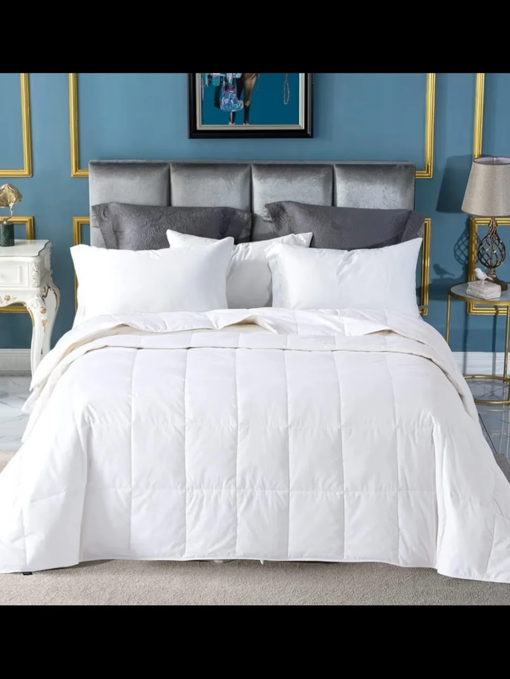 White Feather Down Comforter King Size Extra Light Weight, Noiseless, Extra Soft